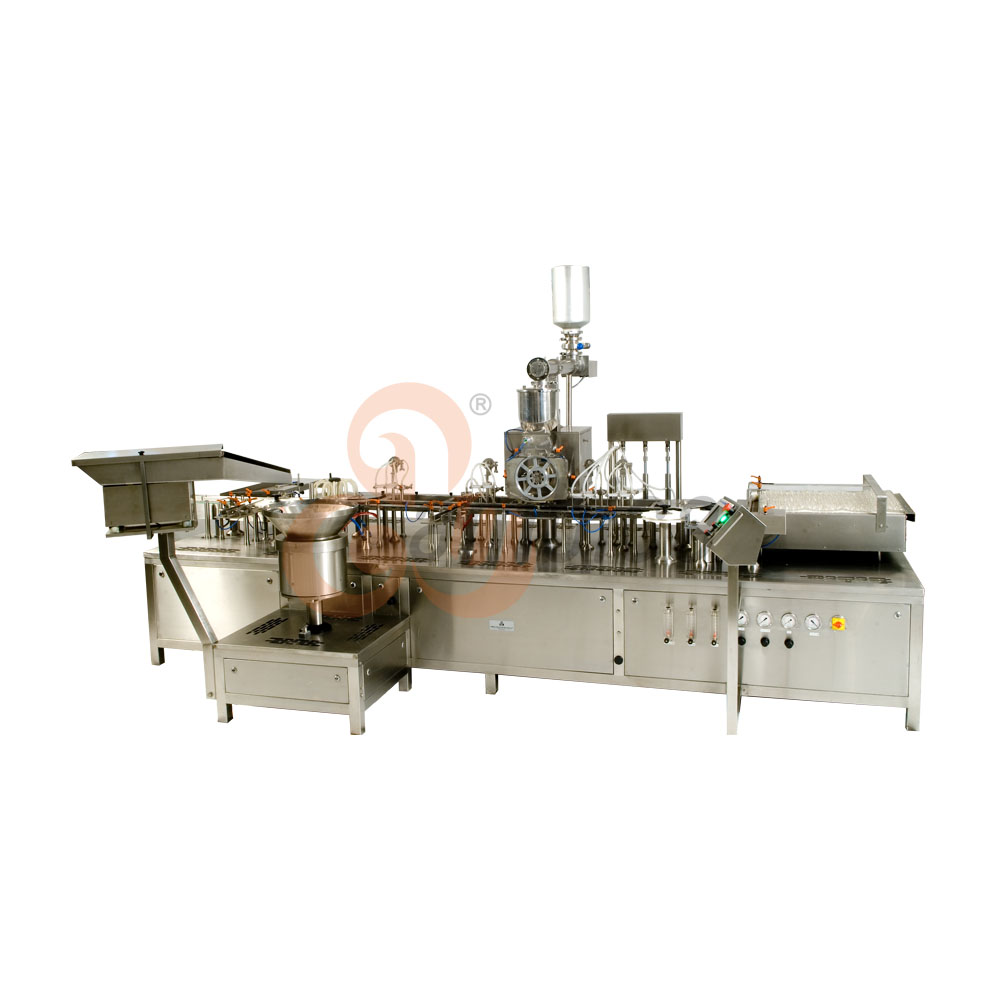 Automatic High Speed Injectable Dry Powder Filling and Eight Heads Injectable Liquid Filling with Rubber Stoppering Machine. Model: AHPF-250DSLF